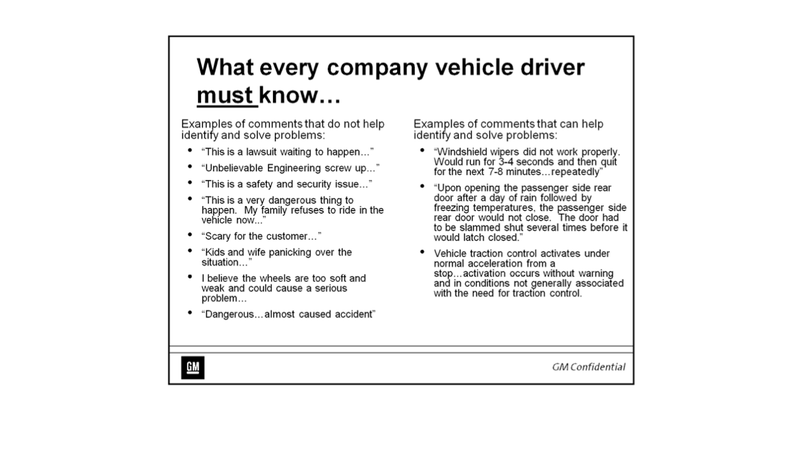 Illustration for article titled This Disturbing Powerpoint Shows Why GM Failed To Protect Customers